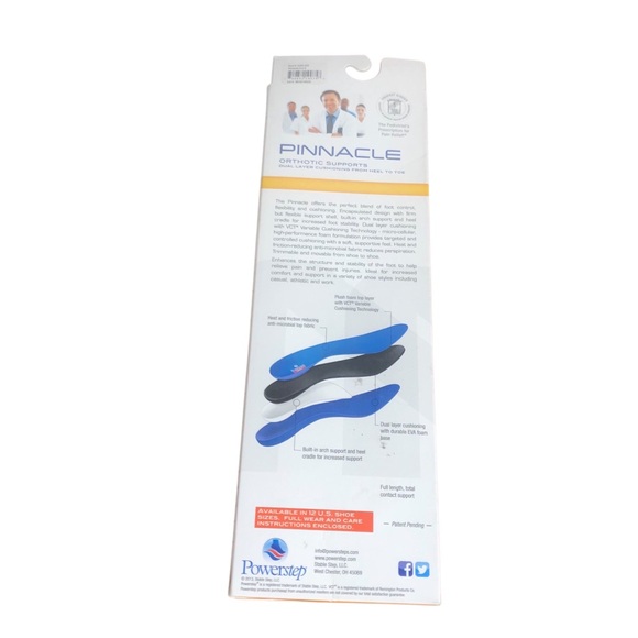Powerstep Pinnacle Orthotic Support Shoe Insoles Men’s 9-9.5 NEW - Picture 3 of 3